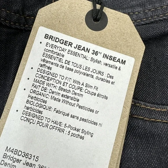 prAna Stretch Denim Pants Mens 31x36 Bridger Jeans Organic‎ Cotton Blue NWT